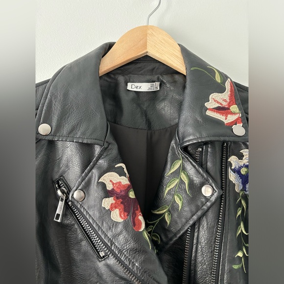 Faux Leather Embroidered Jacket - Picture 3 of 4